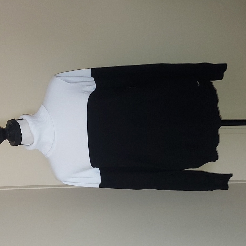 Calvin Klein Black and White Crew Neck Sweater